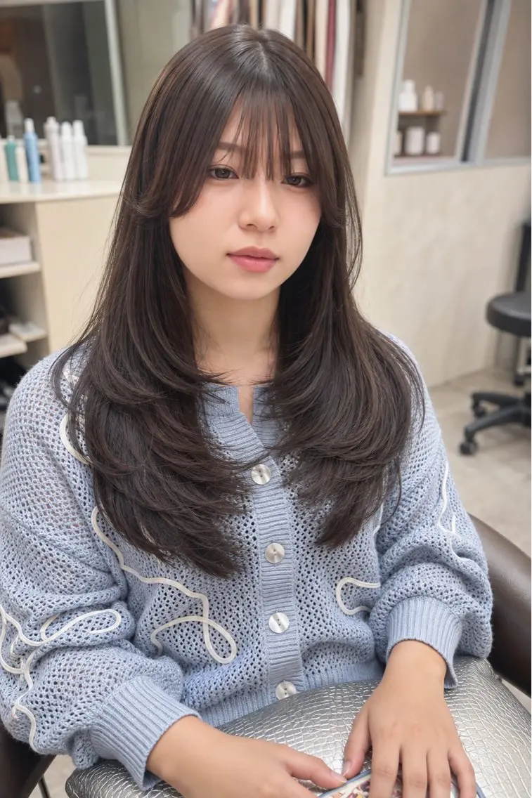 ロング カラー カット ヘアカラー トリートメント レイヤーダブルカラー KYONのヘアスタイル