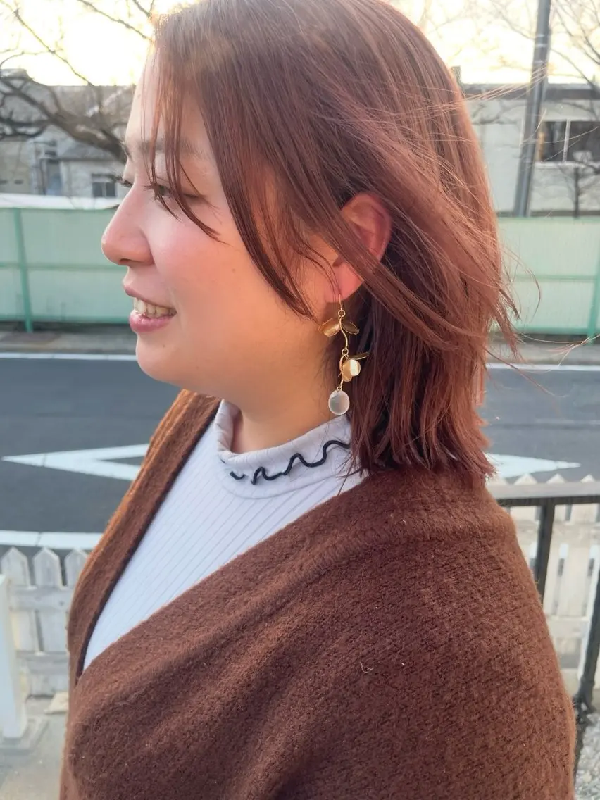 ミディアム オレンジブラウン ヘアカラー トリートメント キノシタ マユのヘアスタイル