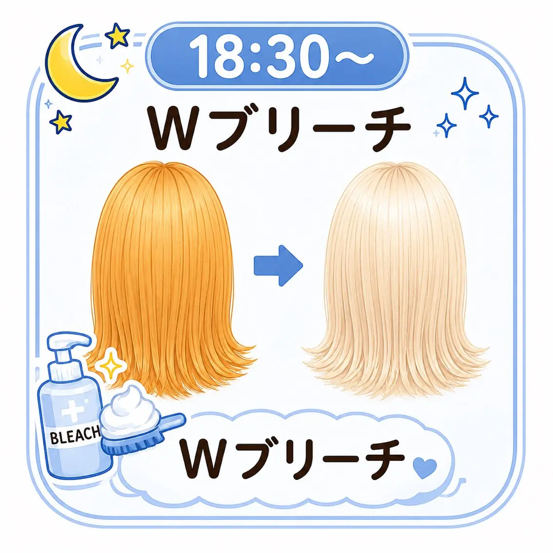 ✨🤍Wブリーチonカラー🤍✨🈹🌙の写真