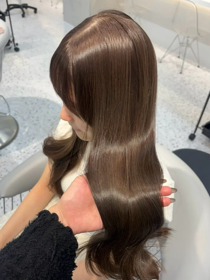 ロング カラー ブラウンカラー 透明感カラー カット ヘアカラー トリートメント 🍒ブリーチなしカラ ー／Sakura🍒のヘアスタイル