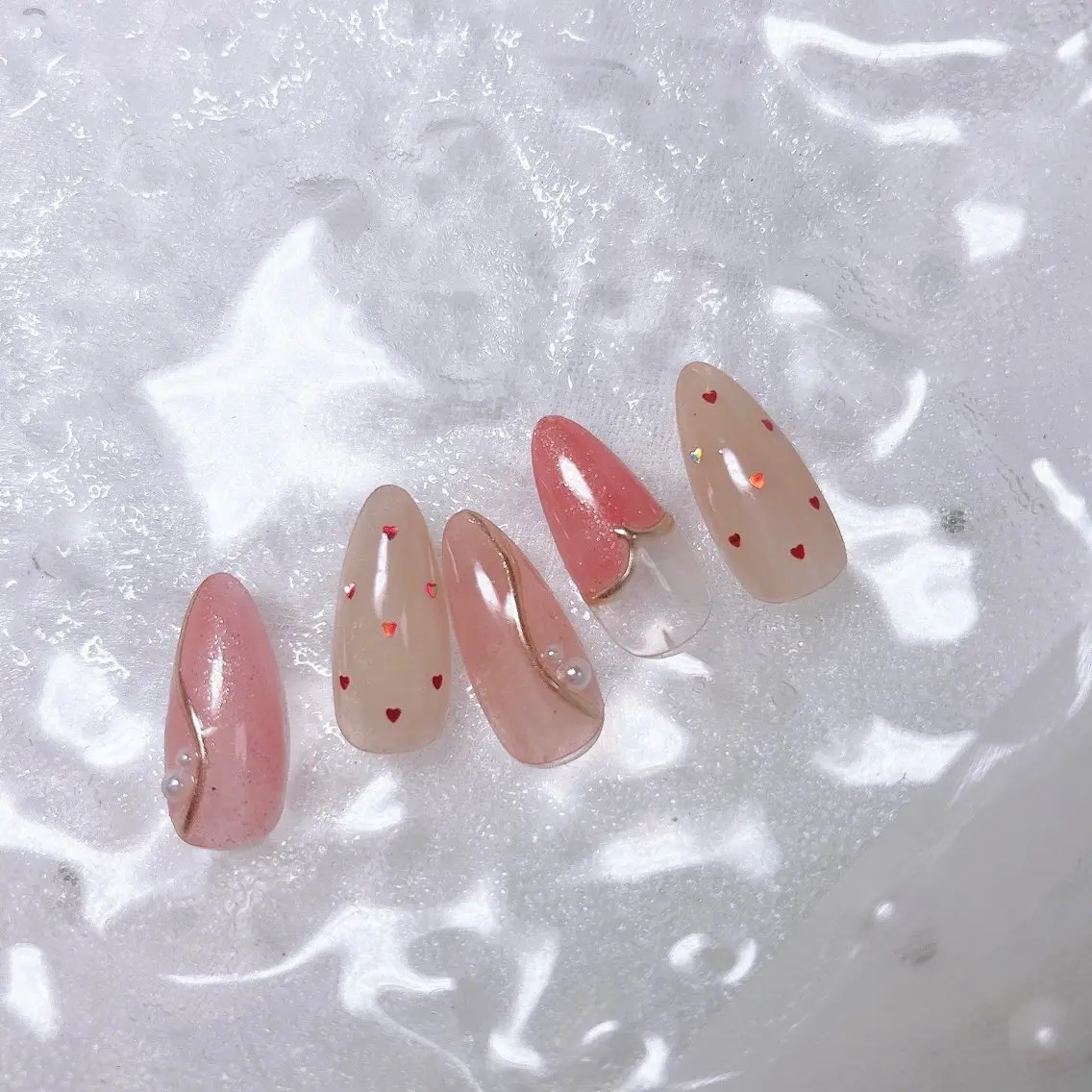 ネイル ピンク Honey me ❁⃘*.ﾟのネイルデザイン
