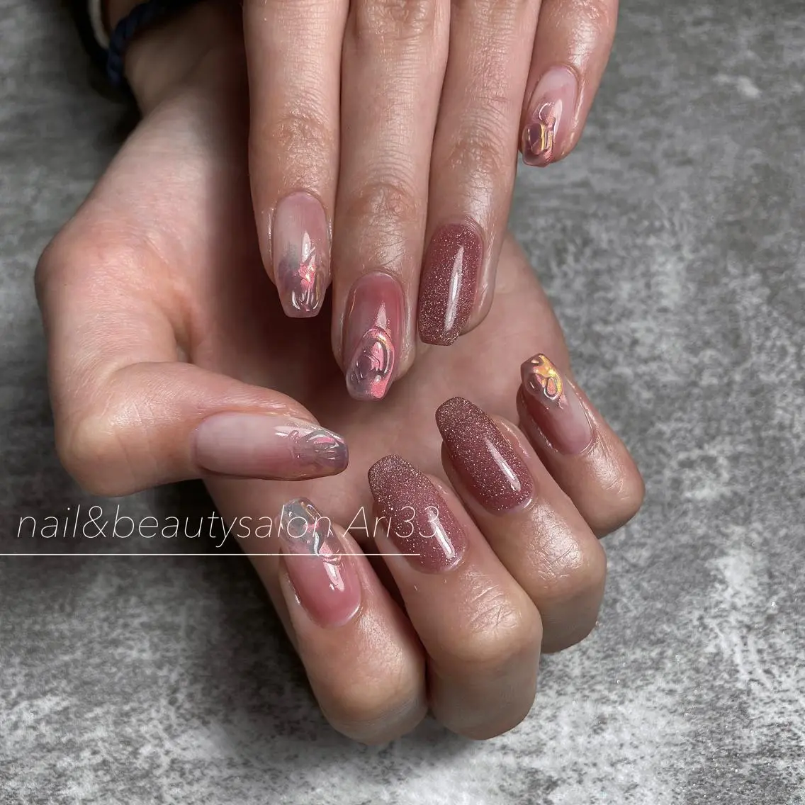 ネイル ニュアンスネイル 春ネイル ハンドネイル プライベートサロン Ari33nailのネイルデザイン