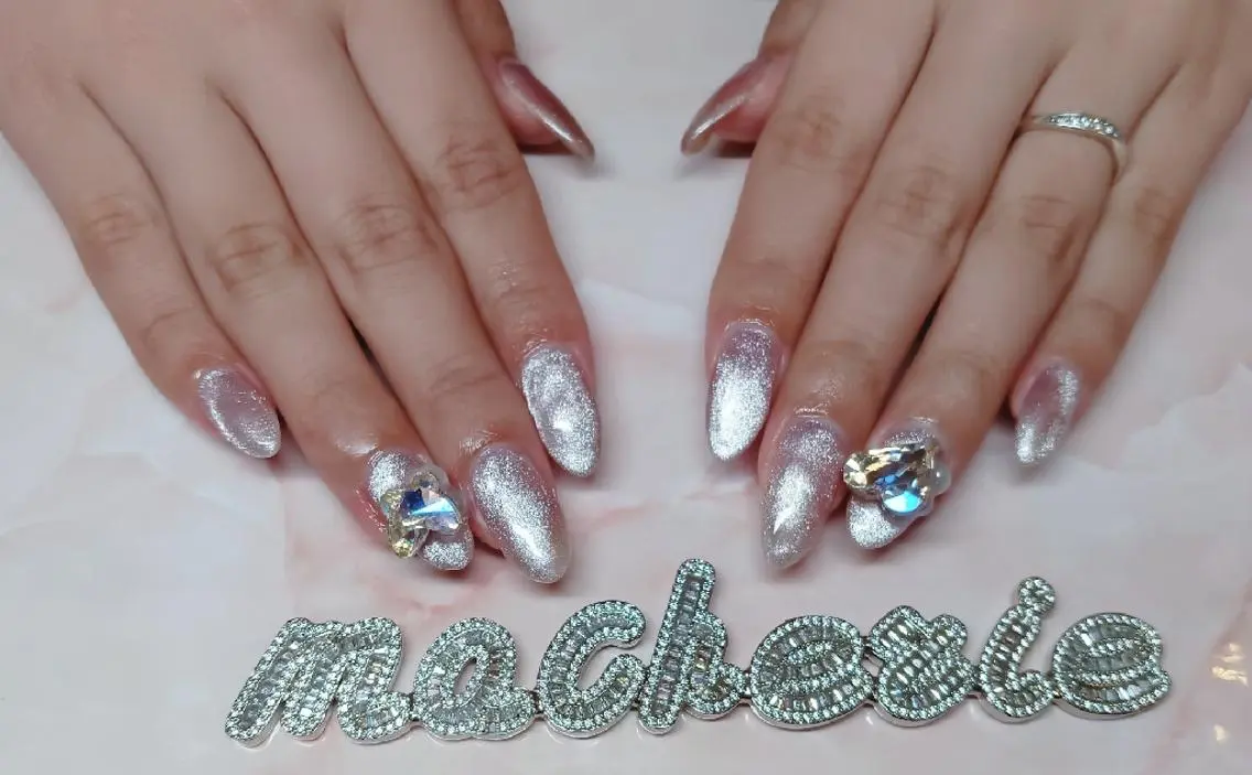 ネイル ハート キラキラネイル マグネットネイル ピンク ハンドネイル Nail Salon macherieのネイルデザイン