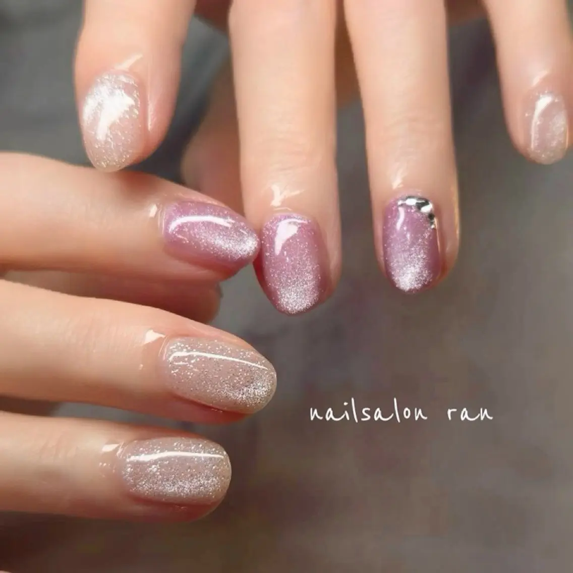 ネイル マグネットネイル ピンク ハンドネイル ハンドケア nailsalon ranのネイルデザイン
