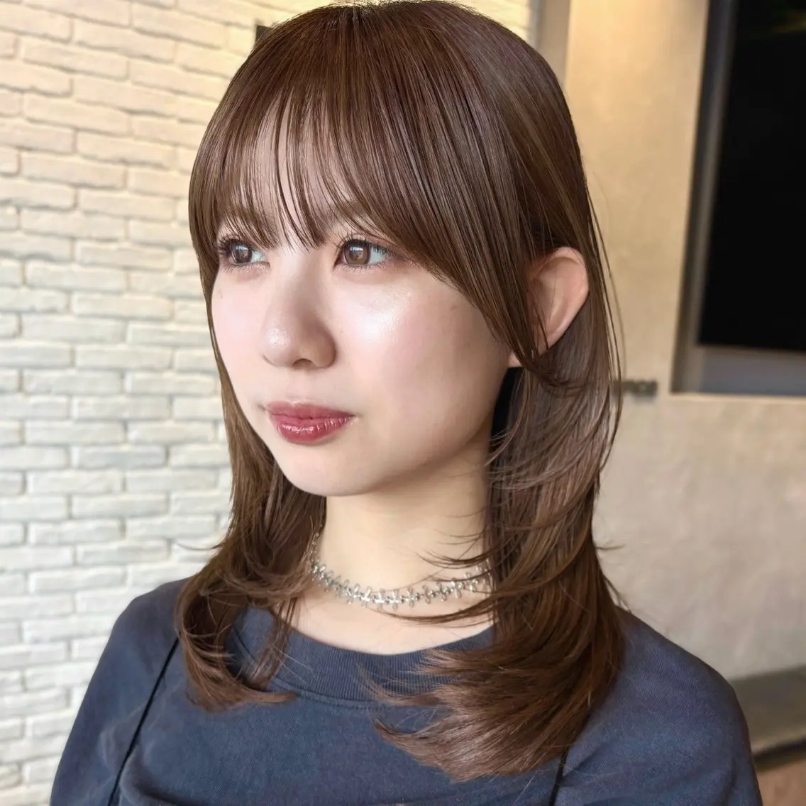 ミディアム カラー ブラウンカラー 似合わせカット カット ヘアカラー 縮毛矯正 トリートメント 顔まわり🥨レイヤー /透明感/水口舞奈のヘアスタイル