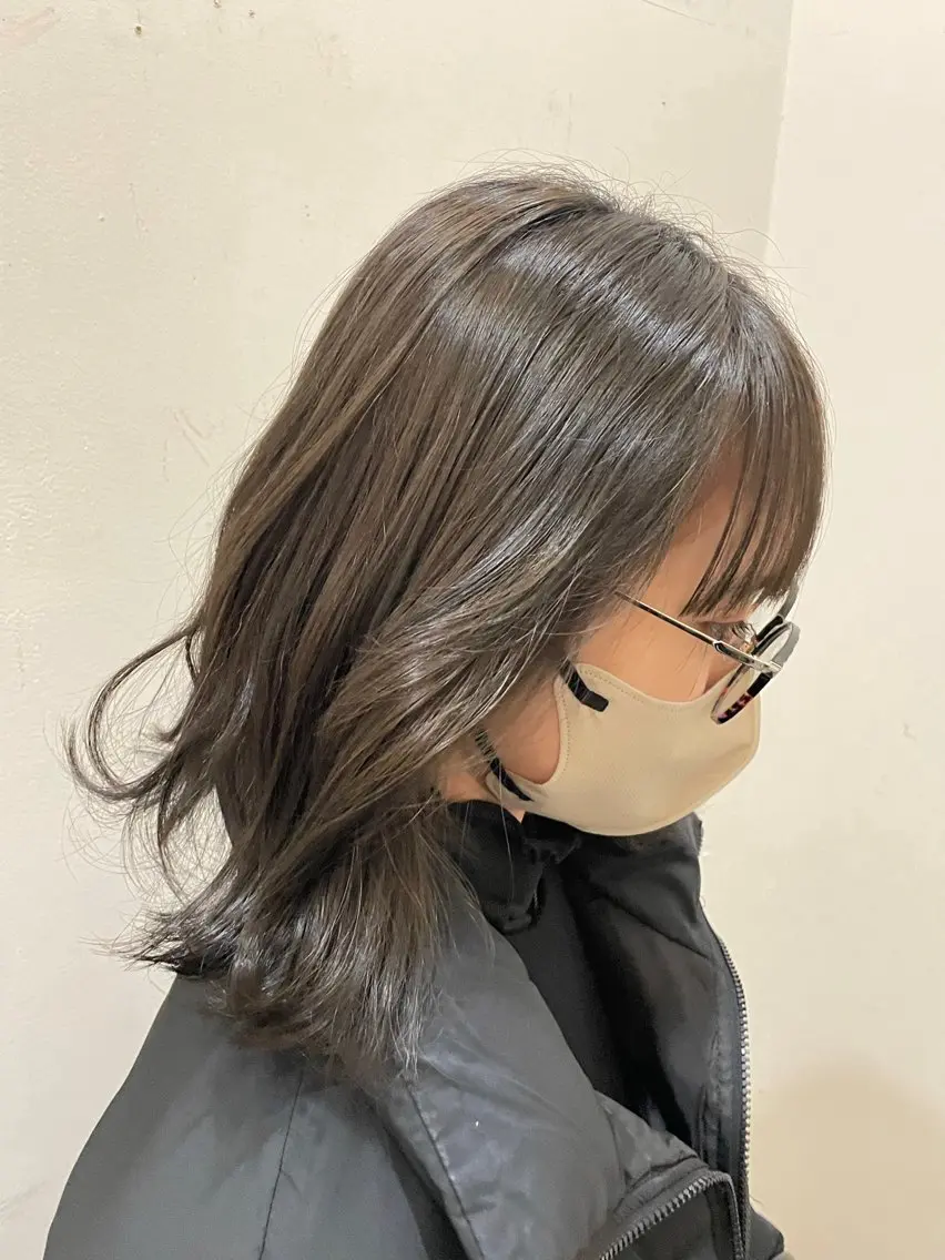 ミディアム ヘアカラー 神野 翔のヘアスタイル