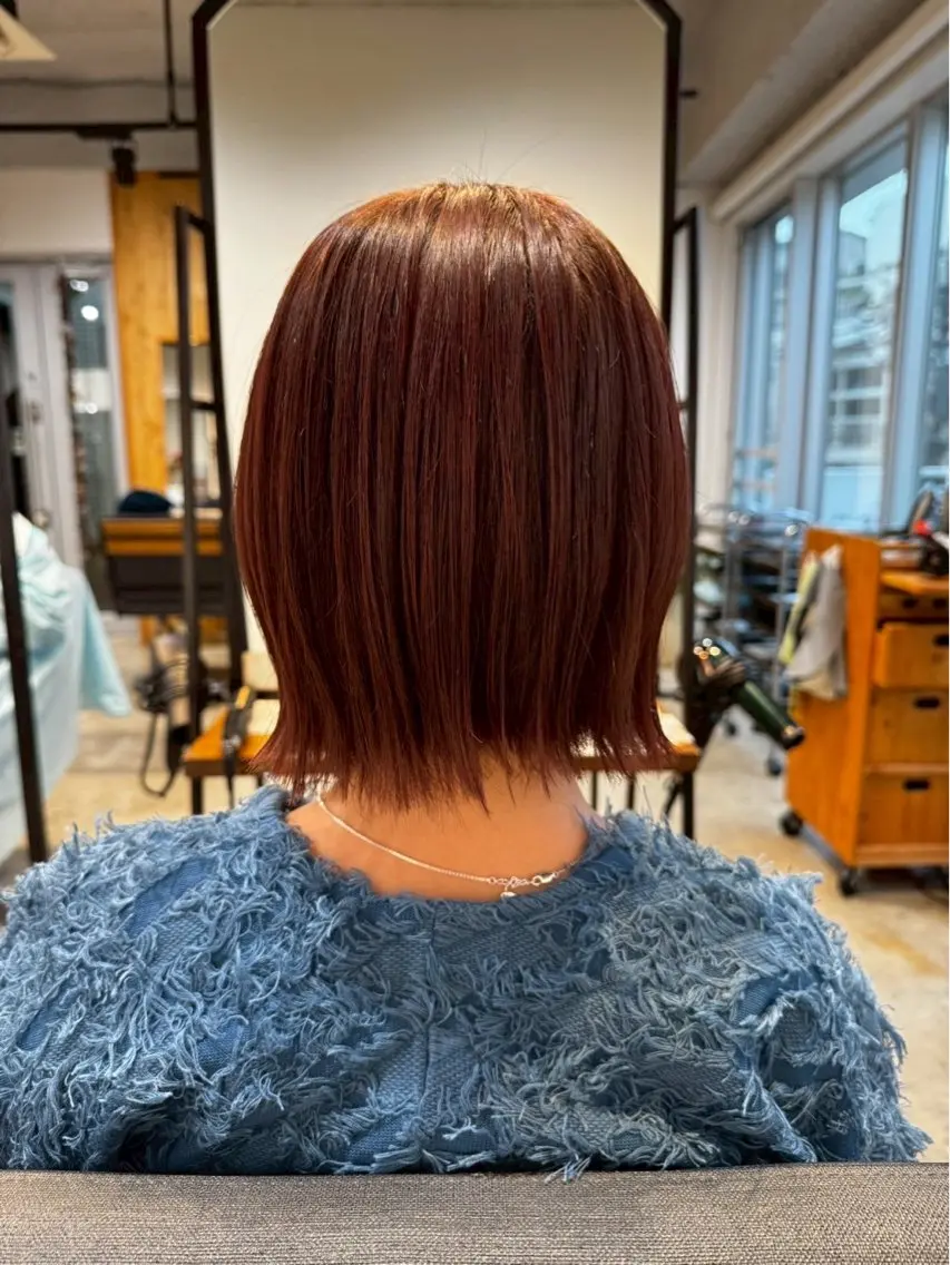 ミディアム ヘアカラー 暖色カラー🌺／ 髪質改善🌿／ゆうかのヘアスタイル