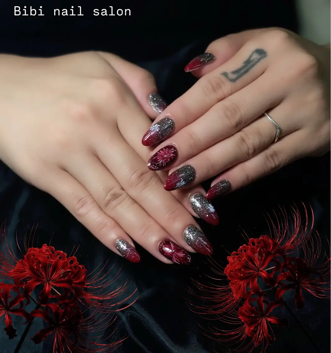 セミロング ハンドネイル Bibi nail Osakaのネイルデザイン