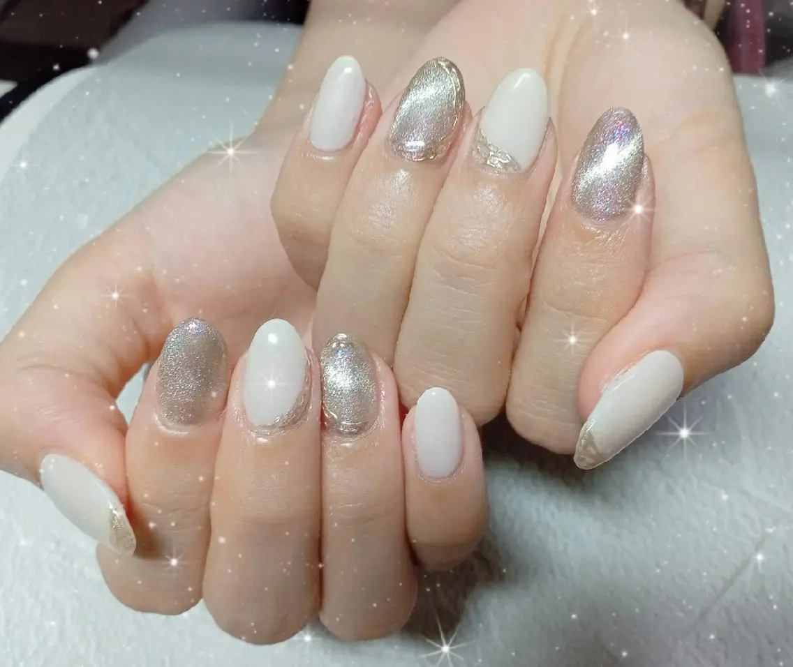 ネイル アートネイル マグネットネイル ミラーネイル flure de neige yukiのネイルデザイン