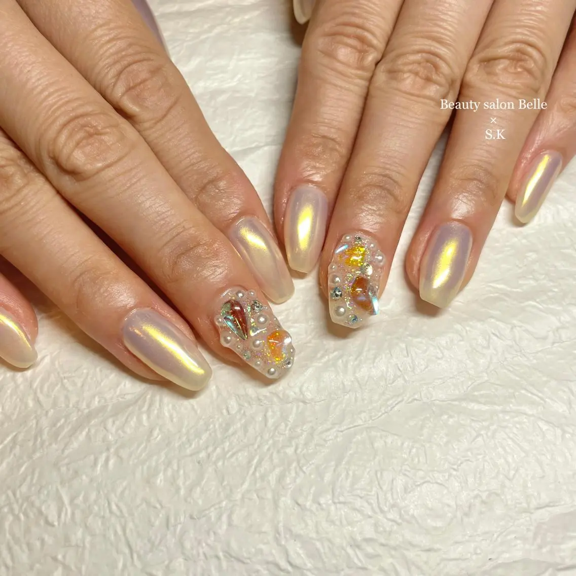 セミロング ネイル ミラーネイル S. kurumiのネイルデザイン