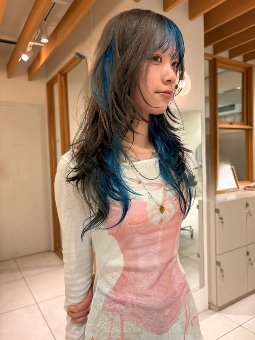 ロング カラー ブリーチ デザインカラー レイヤーカット 大須美容室 /torch/みわのヘアスタイル