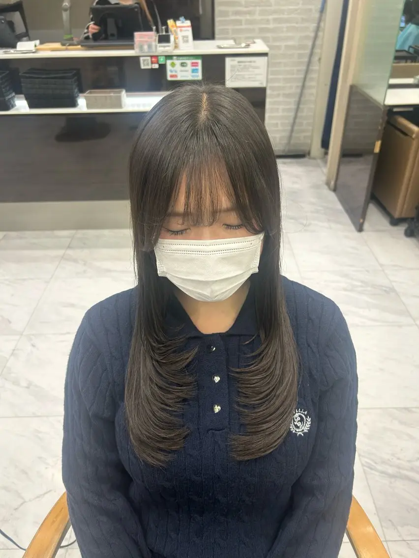 ロング 顔周りカット ハイレイヤー レイヤーカット カット 🍊小川実里🍊 /カラーレイヤーのヘアスタイル