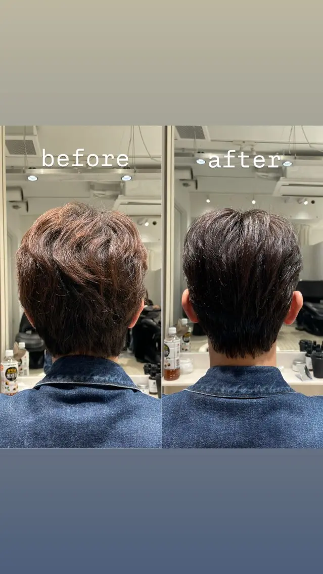 ショート カラー メンズ ブリ—チ🌈カラ— 🌀パ—マ🌿ちえのヘアスタイル