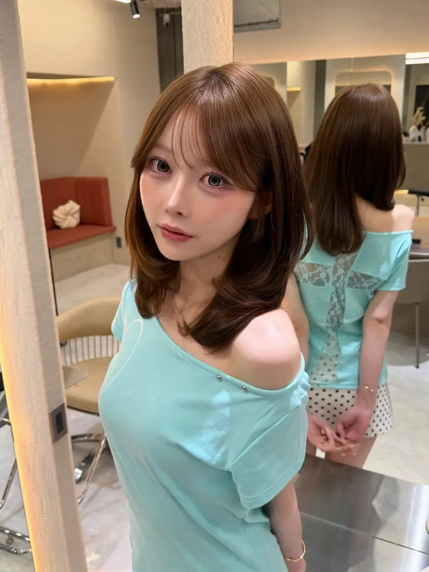 セミロング 縮毛矯正 トリートメント カット ヘアカラー トリートメント 🫧髪質改善 講師🫧🍎幹細胞のヘアスタイル
