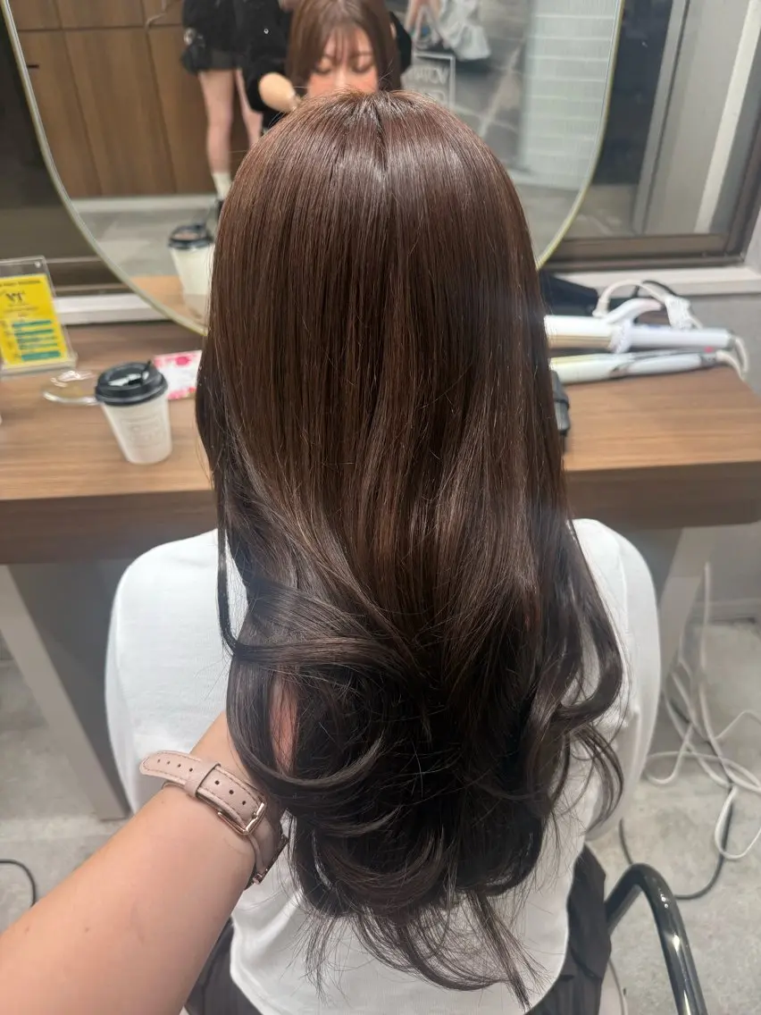 ロング カラー 韓国風ヘア レイヤーカット カット ヘアカラー トリートメント レイヤーカット /顔周り/和奏︎♪のヘアスタイル