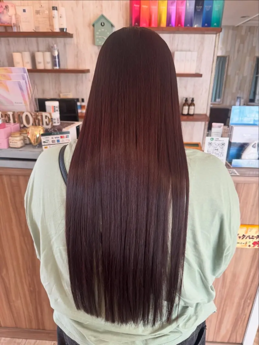 ロング ピンクブラウン カット ヘアカラー トリートメント 古澤 あかねのヘアスタイル