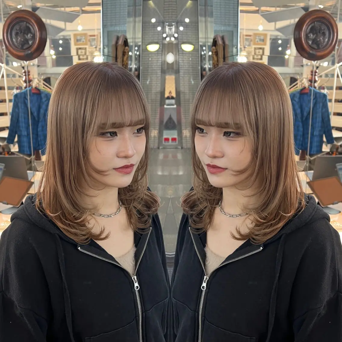 セミロング カラー レイヤーカット ヘアカラー トリートメント パーマ/レイヤー /ハイライト/AOIのヘアスタイル