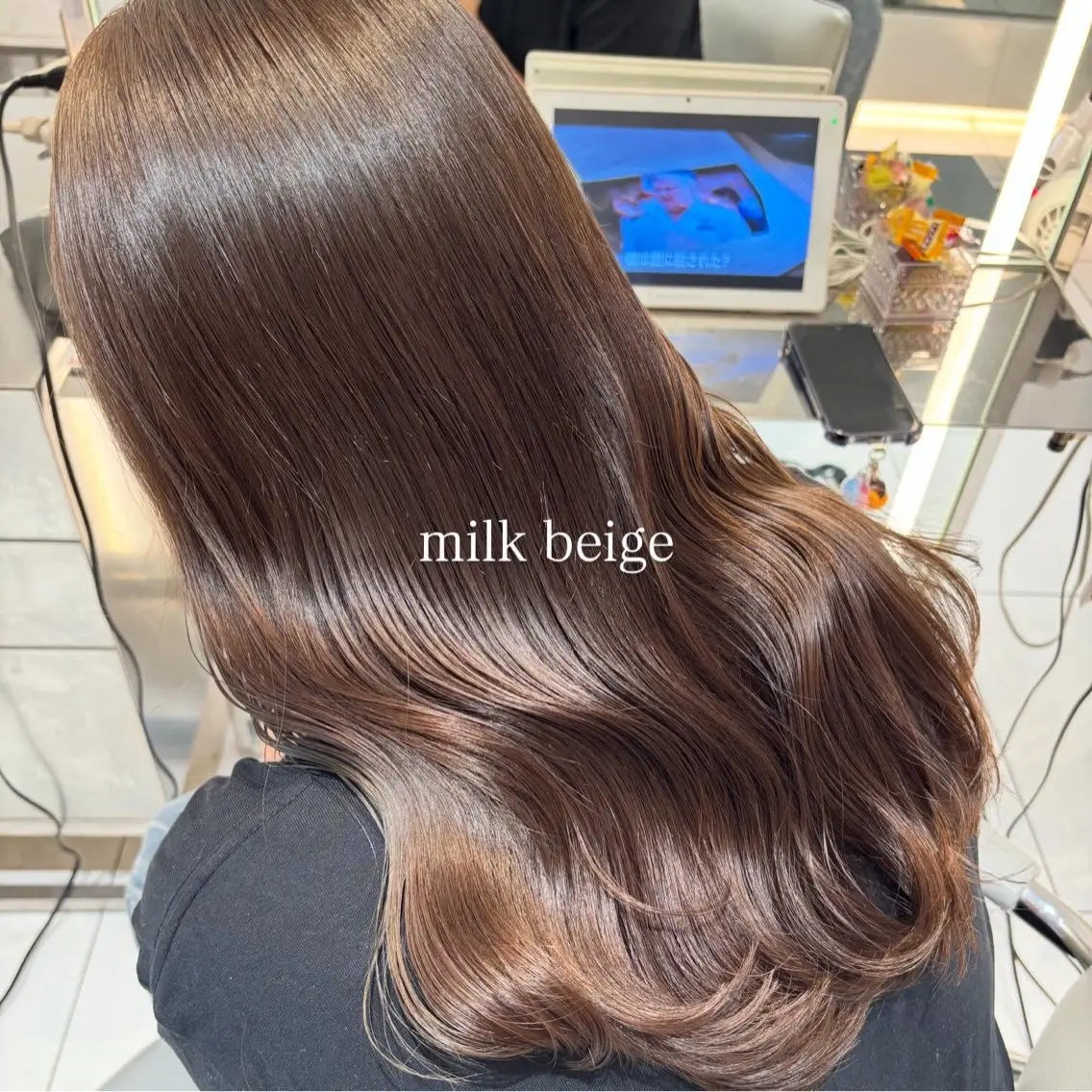 セミロング カラー ベージュカラー ブリーチ ダブルカラー ミルクティーベージュ ブリーチなしカラー ヘアカラー mino🌼🌈 ボブ/透明感カラーのヘアスタイル