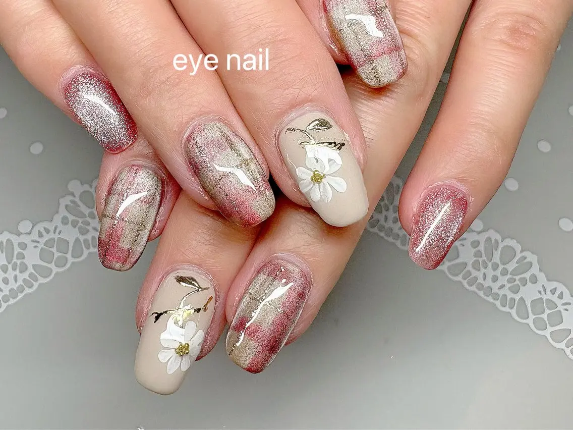 ネイル アートネイル マグネットネイル ミラーネイル 春ネイル Eye nailのネイルデザイン