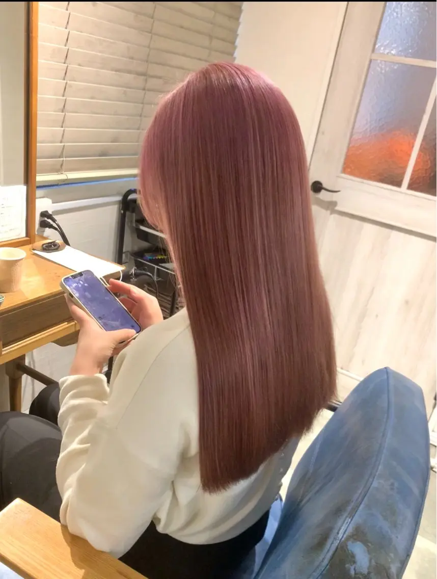 ロング カラー ベージュカラー ピンクカラー ピンクベージュ ヘアカラー トリートメント ムラヨシ ショータのヘアスタイル