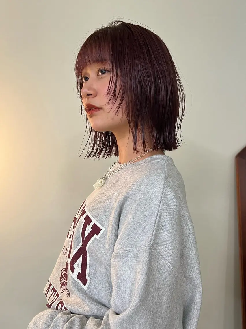 ミディアム カラー ボブレイヤー ボブ レイヤーカット 小林 美咲のヘアスタイル
