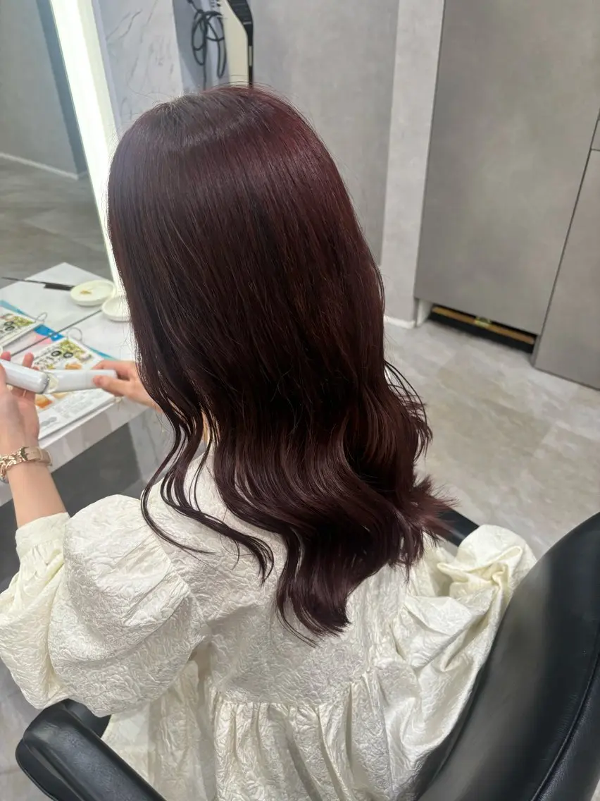 セミロング カラー カシス ピンクカラー kanon 🎀今池のヘアスタイル