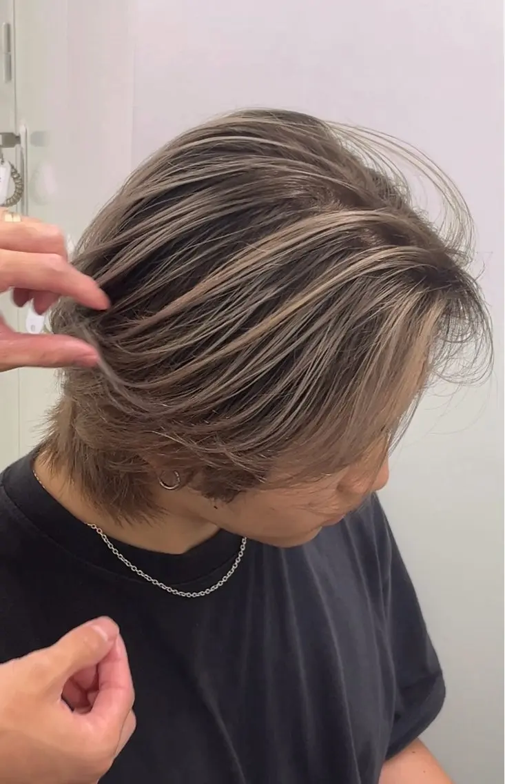 カラー メンズ センターパート 池袋シャドールーツ /バレイヤージュ戸田のヘアスタイル