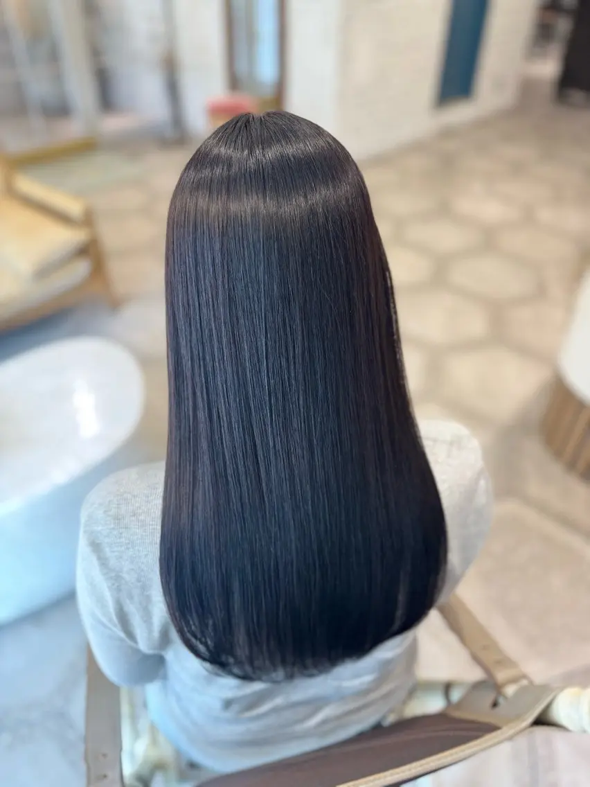 ロング カット 縮毛矯正 トリートメント 堀江美容室 千晶のヘアスタイル