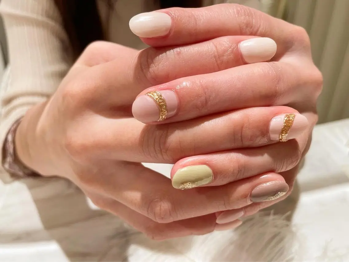 ネイル ゴールド マットネイル シルバー ハンドネイル Aing nail 澤瀬のネイルデザイン