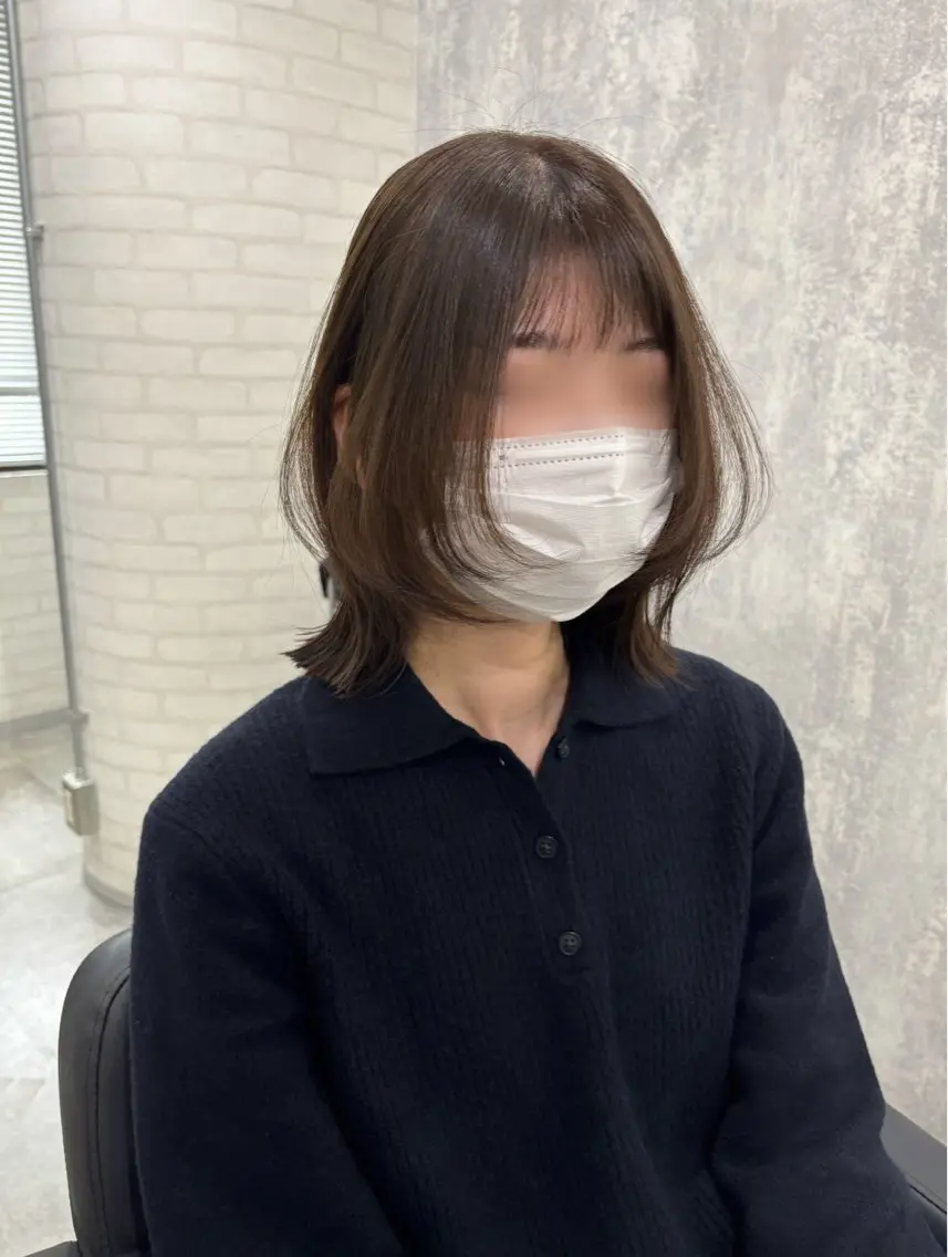 ミディアム カラー ヘアアレンジ カット ヘアカラー トリートメント kei🤎ベージュ /透明感カラー/博多のヘアスタイル