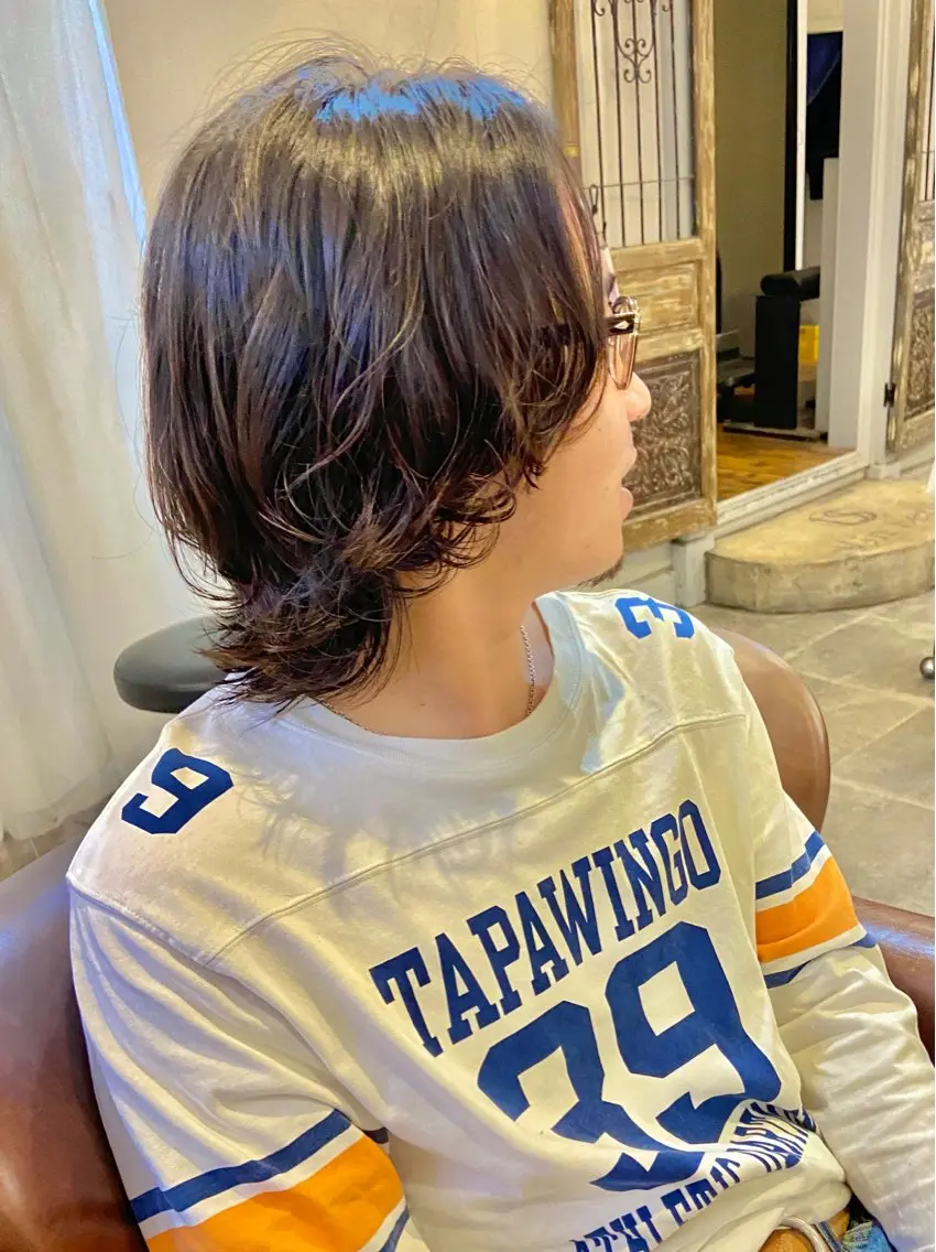 ロング パーマ メンズ メンズパーマ ロング 福嶋 愛のヘアスタイル