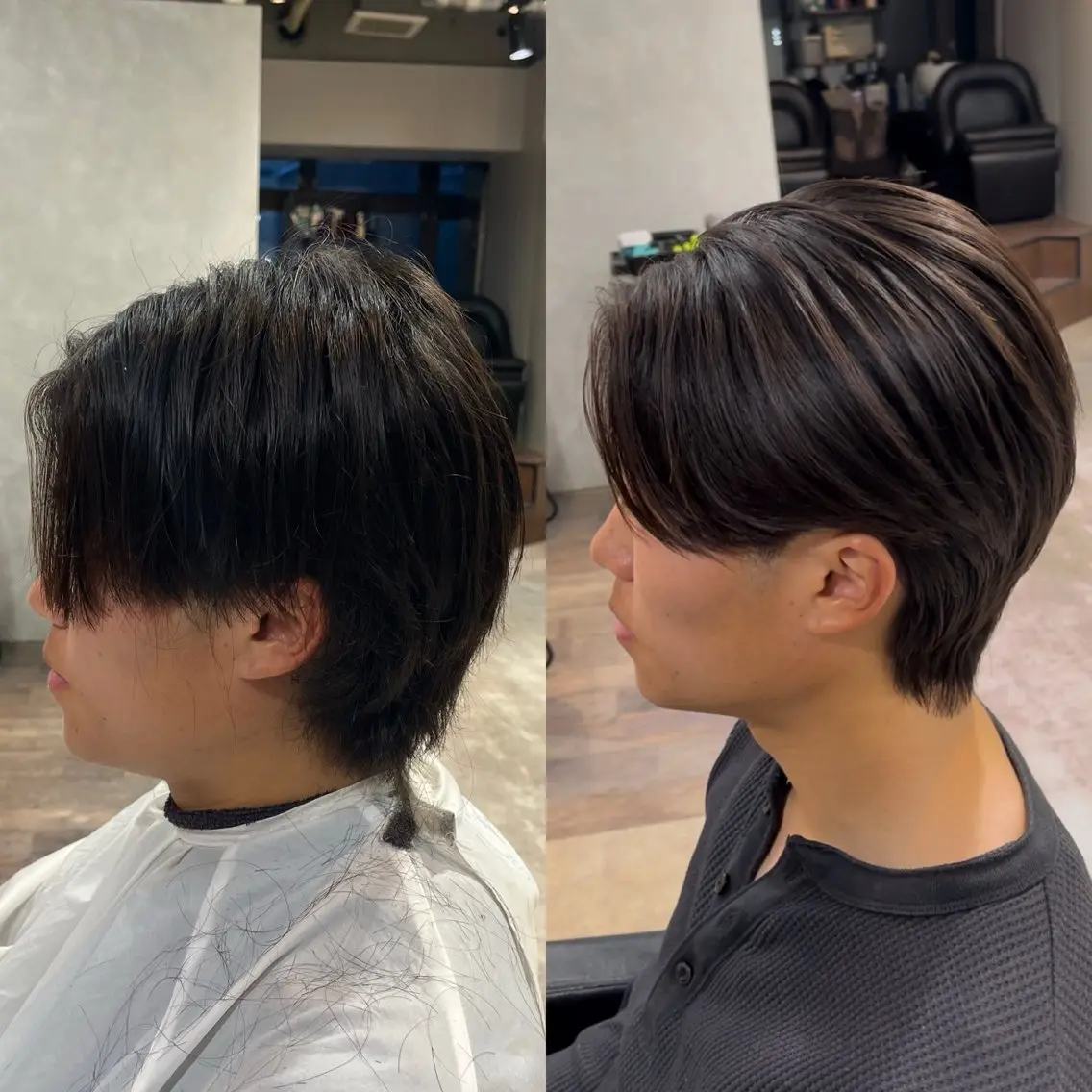 ショート メンズ センターパート 縮毛矯正 センターパート特化 松本真那斗のヘアスタイル