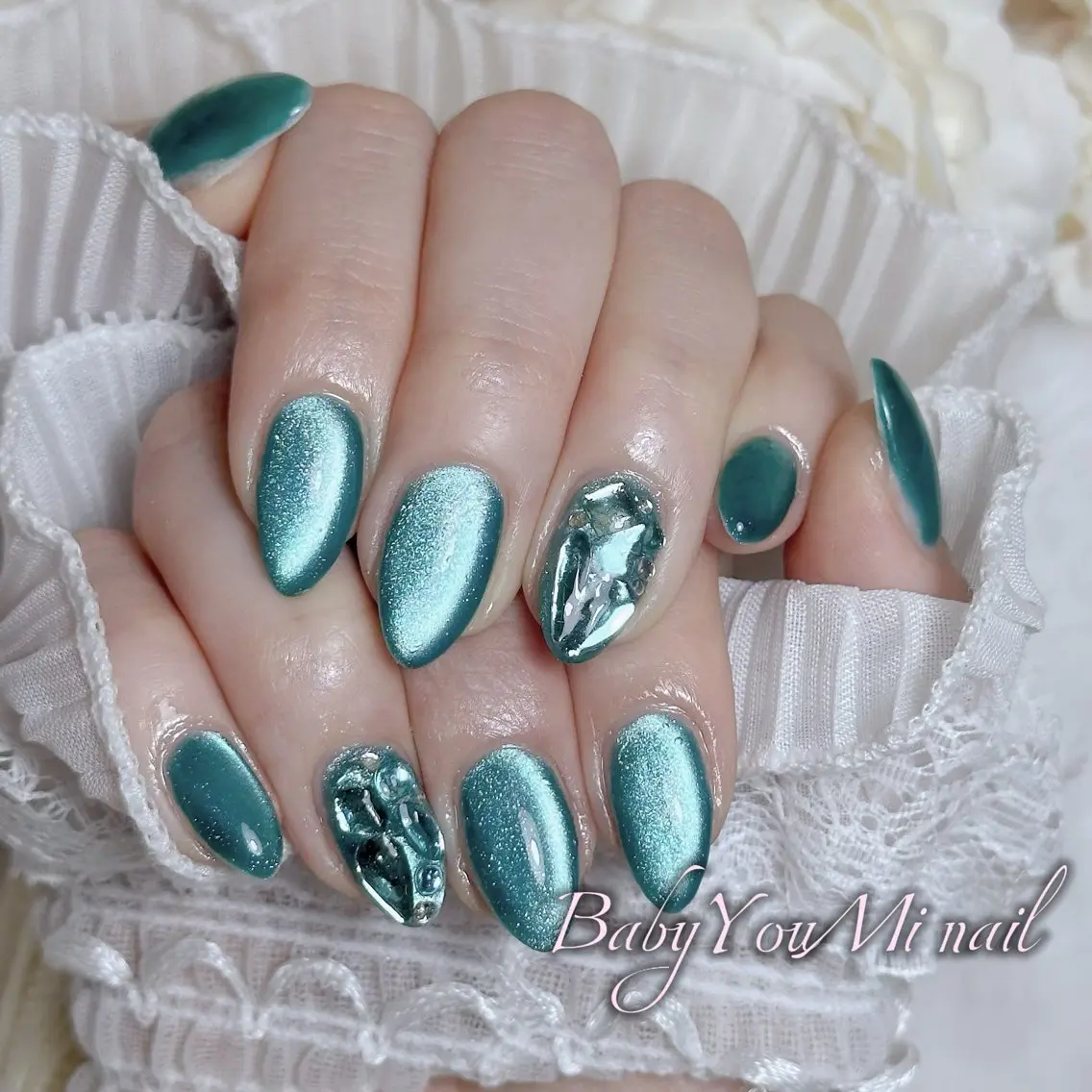 ネイル オーロラネイル チークネイル 成人式 フットネイル フレンチネイル ハンドネイル BabyYouMi nailのネイルデザイン