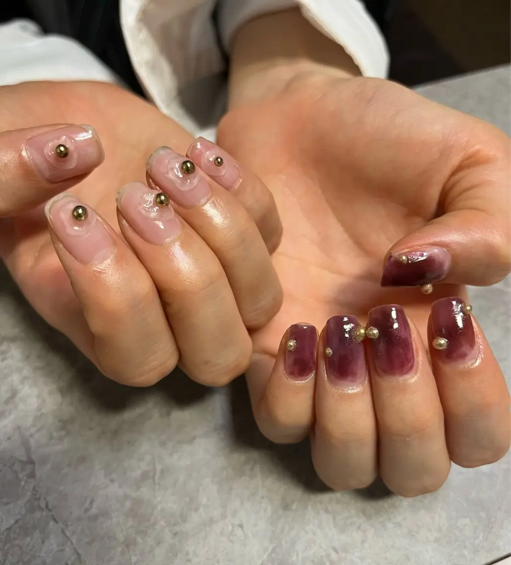ネイル アートネイル クリアネイル 持ち込み ニュアンスネイル ストーンネイル ハンドネイル ハンドケア ベテランネイル cnc nailのネイルデザイン