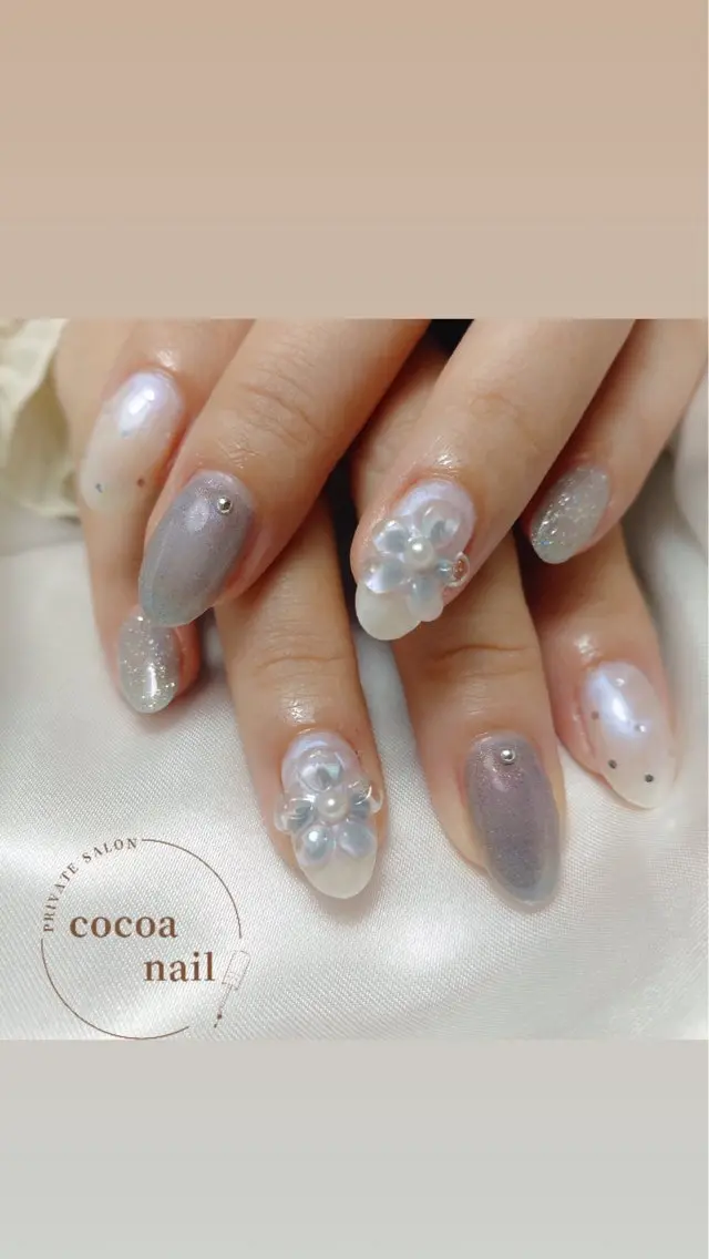 ネイル フラワーネイル 持ち込み ぷっくりネイル cocoa nail mayaのネイルデザイン
