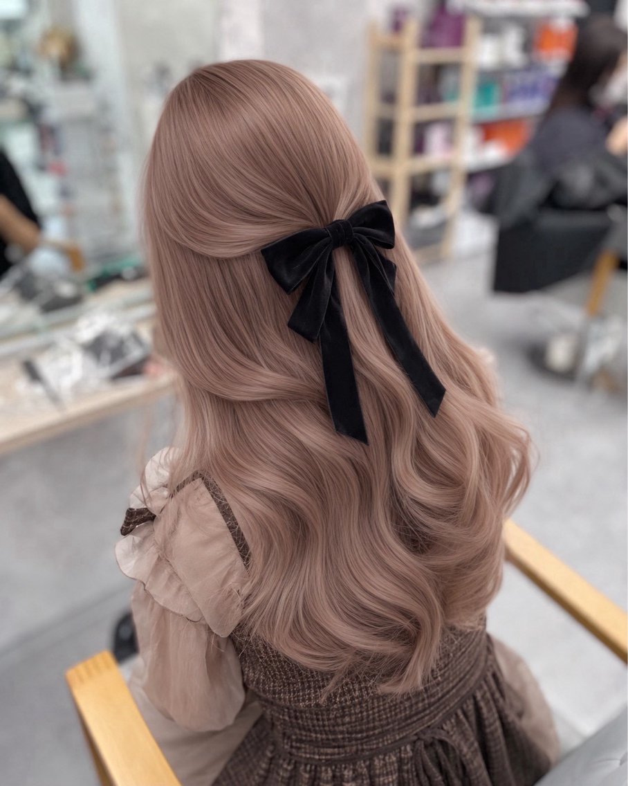 ロング カラー カット ヘアカラー トリートメント ヘアセット クルミ🤍推し活 🎀ピンクカラーのヘアスタイル
