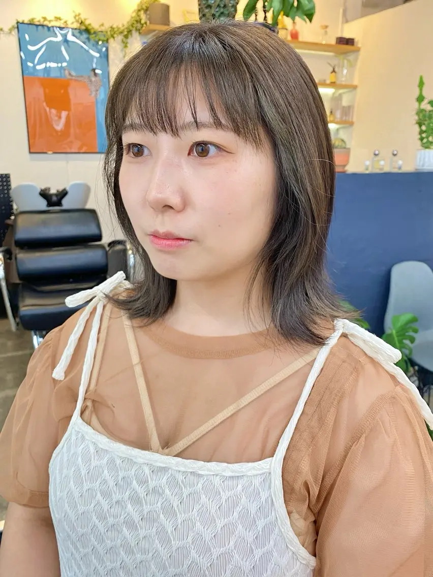 ミディアム カラー オリーブカラー 暖色系特化さくら /福岡天神/レイヤーのヘアスタイル