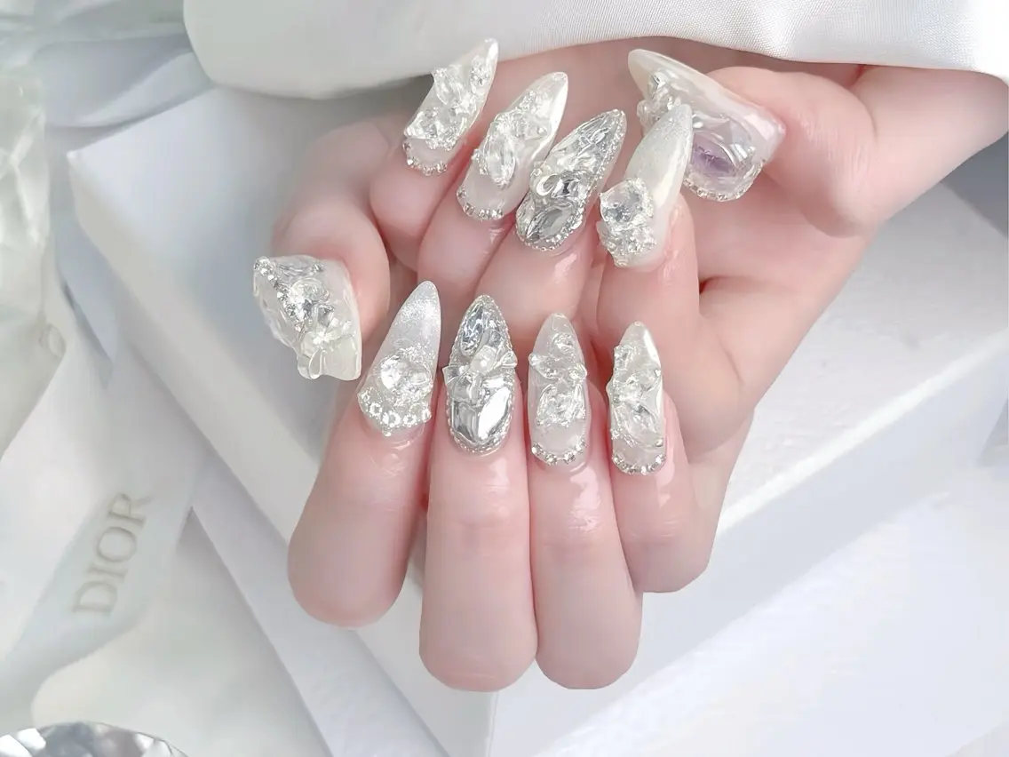 ネイル ブルー ジェルネイル ガーリー グラデーション グリーン ハンドネイル Rin Nail 新大久保店のネイルデザイン
