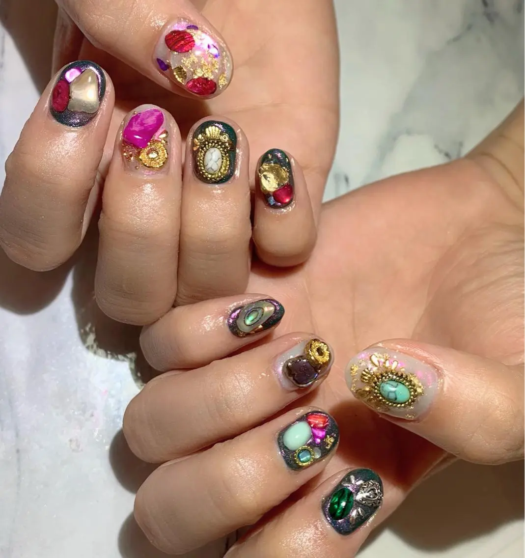 ネイル 大理石ネイル(マーブル) ハンドネイル Lino+ ネイル&よもぎ蒸しのネイルデザイン