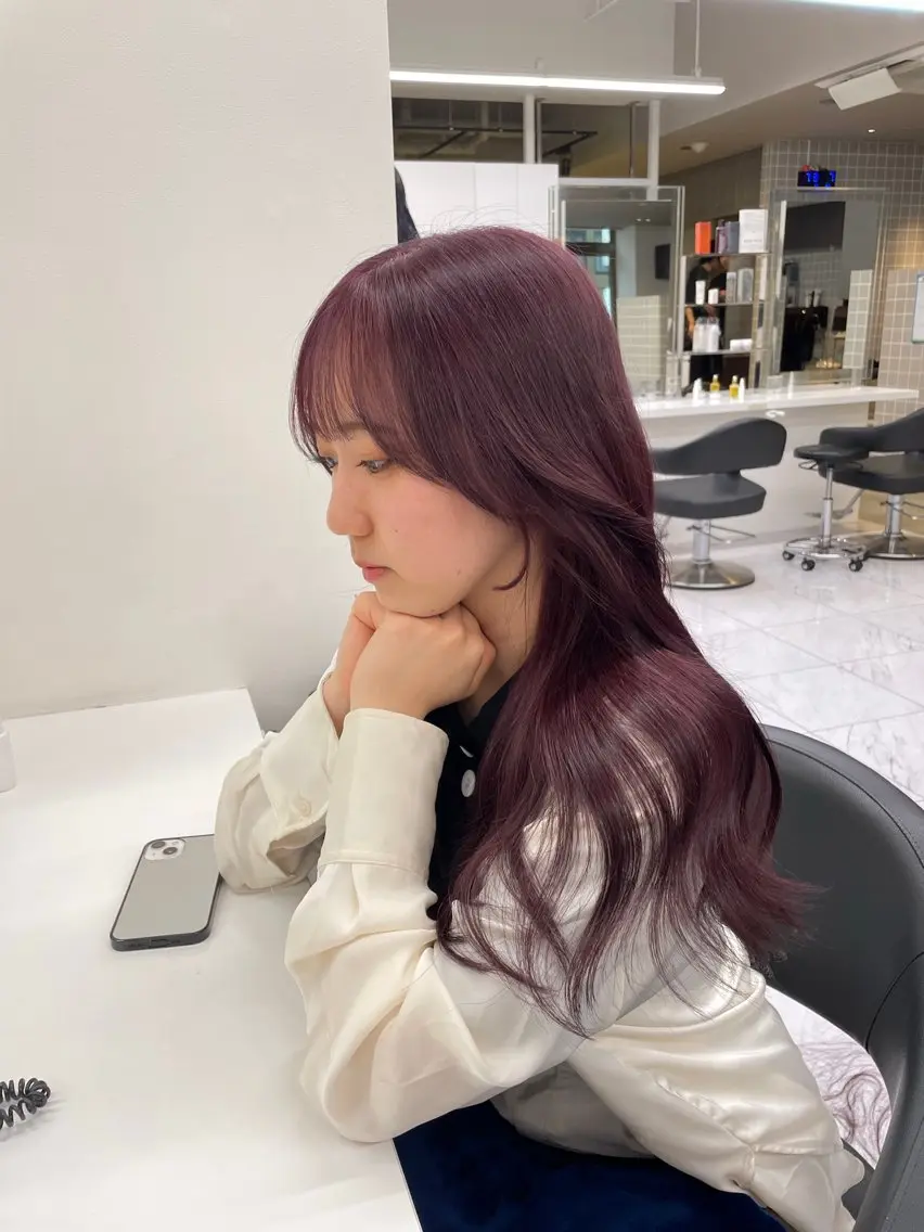 ロング カラー ラベンダーカラー ピンクカラー ピンクラベンダー 抜け感レイヤー︴ ニュアンスカラーのヘアスタイル