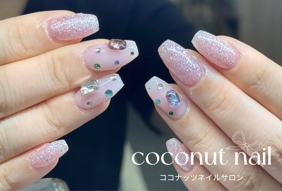 ネイル べっ甲ネイル フレンチネイル キラキラネイル マグネットネイル 大理石ネイル(マーブル) ハンドネイル 神田 ココナッツのネイルデザイン