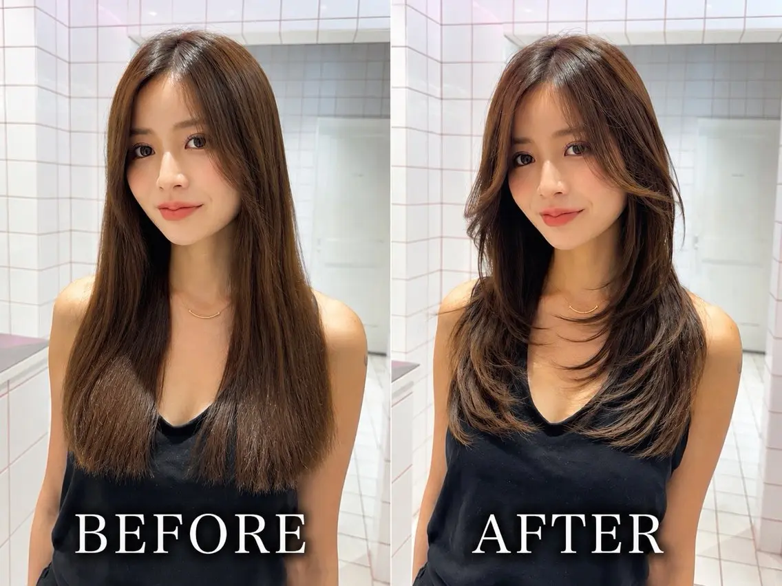 セミロング カット ヘアカラー トリートメント ✨縮毛矯正✨レイヤー ホウダカズヒロのヘアスタイル