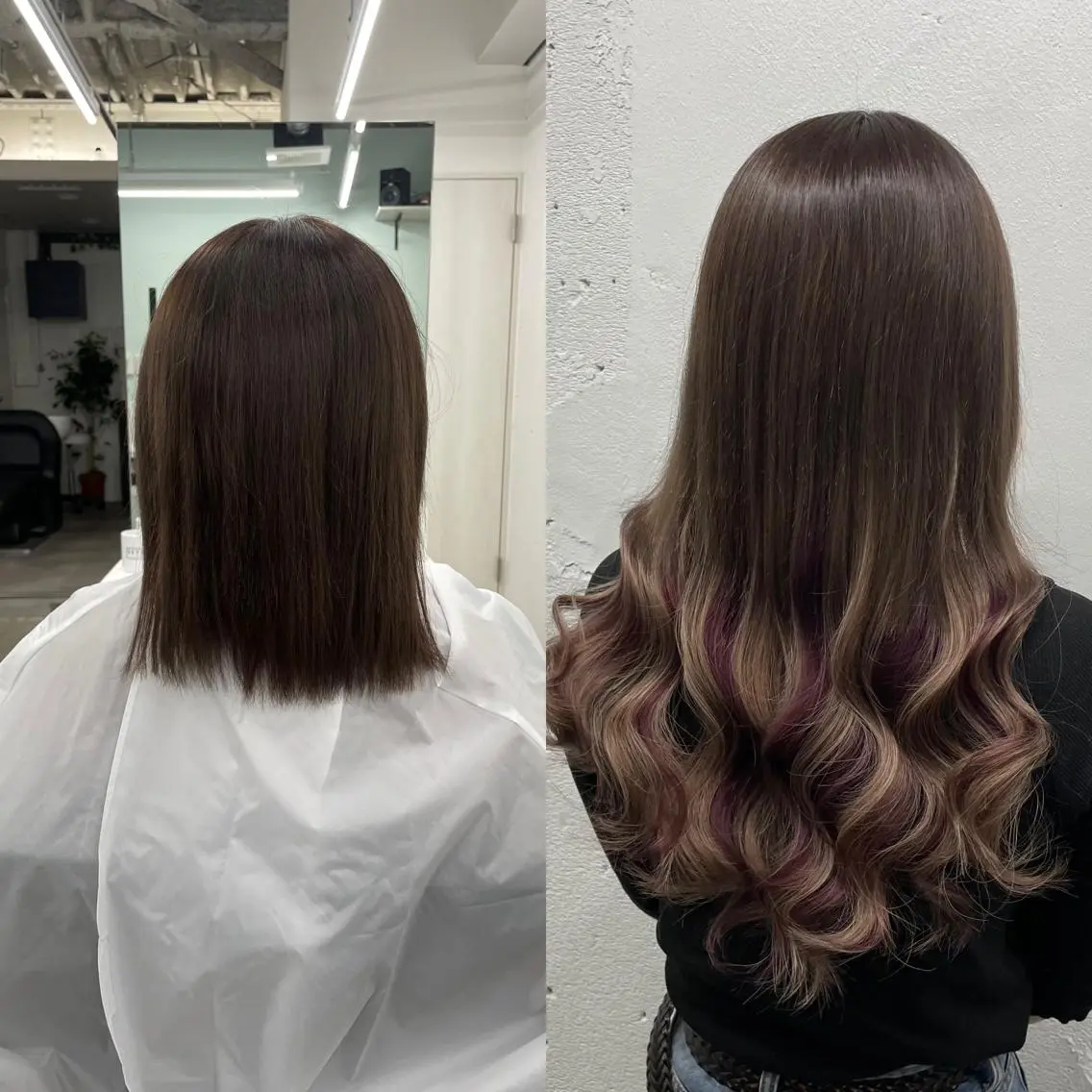 ロング カラー シールエクステ バレイヤージュ ミストバング ダブルカラー  フェイスフレーミング 🧡艶髪/エクステ 🫧🧡YUKI❄️のヘアスタイル