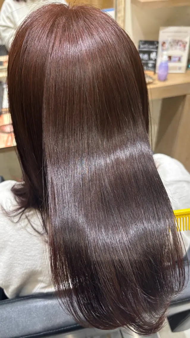 ロング カット ヘアセット 透明感グレージュ/ 縮毛矯正/静岡のヘアスタイル
