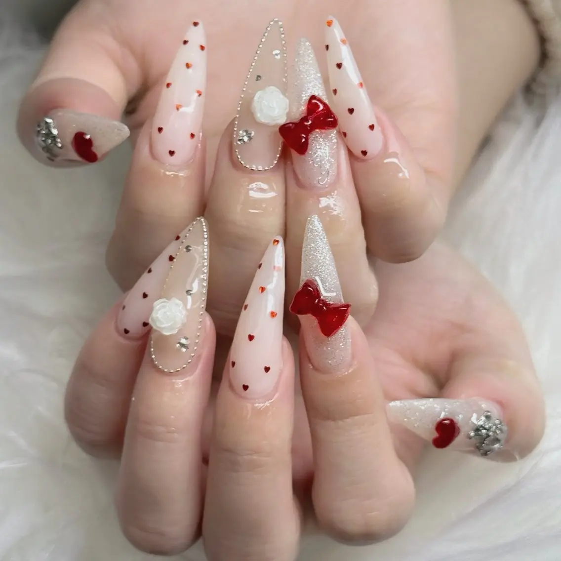 ネイル ロングネイル マグネットネイル リボン 夏ネイル スーパーロングネイル Hani Nail Salonのネイルデザイン