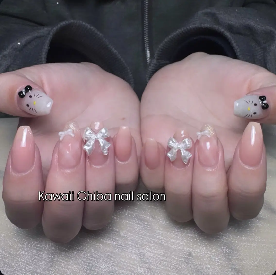ネイル チークネイル 桜ネイル 長さ出し フラワーネイル フレンチネイル Kawaii Chiba nailのネイルデザイン