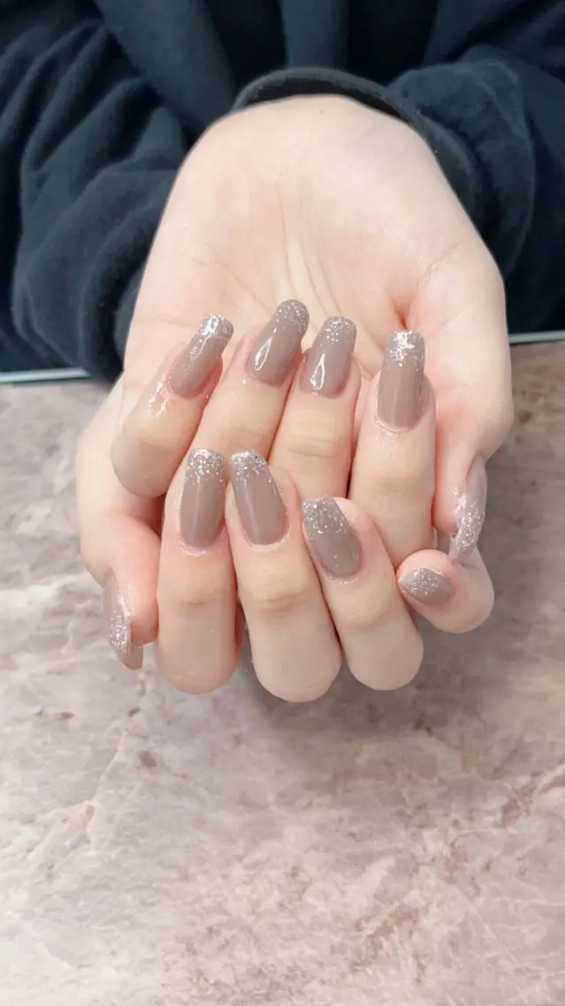 ネイル 長さ出し ジェルネイル ラメ(グリッター) Will nail salonのネイルデザイン