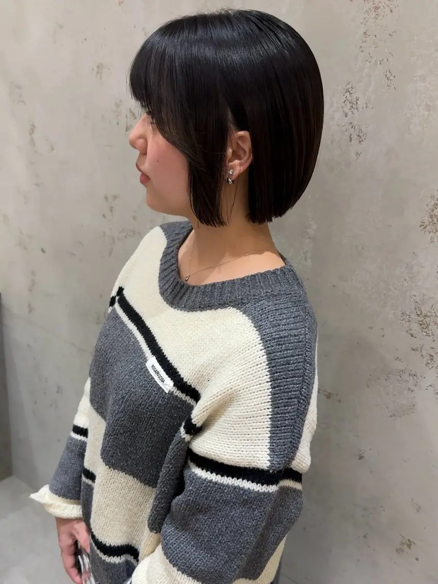 ショート カラー 切りっぱなしボブ ボブ 髪質改善 韓国風ヘア 外ハネヘア 畔上 尚也のヘアスタイル