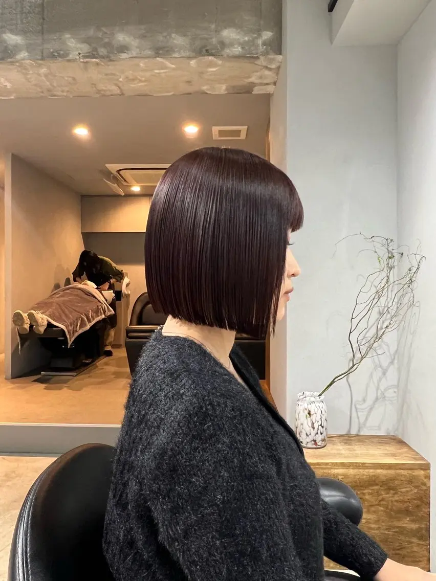 ミディアム カラー ヘアカラー トリートメント akane/ボブ /ブラウンベージュのヘアスタイル