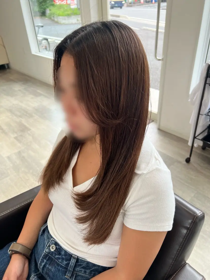 ロング 顔まわりレイヤー 顔周りカット レイヤーカット 白田 妃美希のヘアスタイル